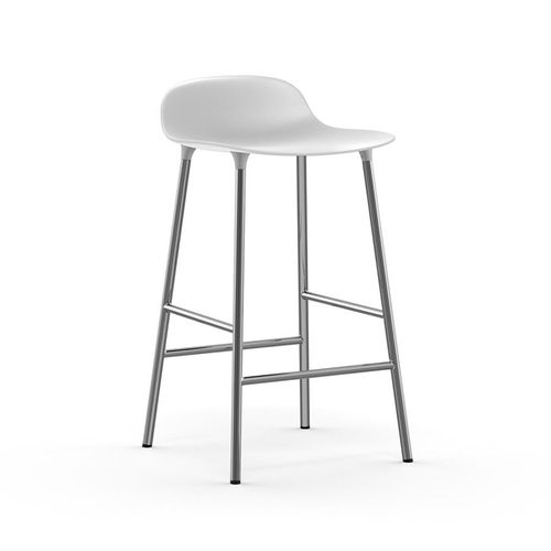 Normann Copenhagen Tabouret Form Barstool H 65 Cm Avec Pitement En Chrome (Blanc - Polipropilene E Acciaio Cromato)