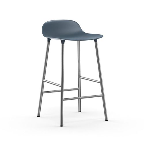 Normann Copenhagen Tabouret Form Barstool H 65 Cm Avec Pitement En Chrome (Bleu - Polipropilene E Acciaio Cromato)
