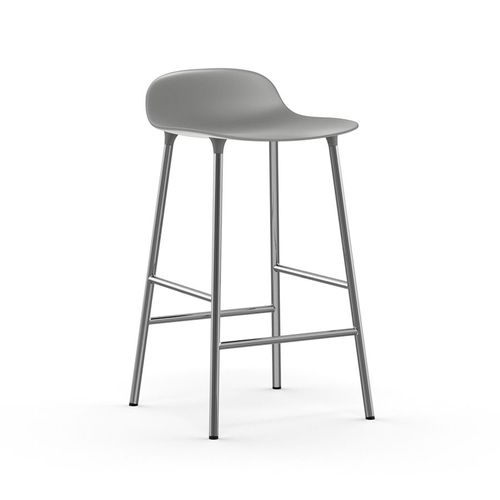 Normann Copenhagen Tabouret Form Barstool H 65 Cm Avec Pitement En Chrome (Gris - Polipropilene E Acciaio Cromato)