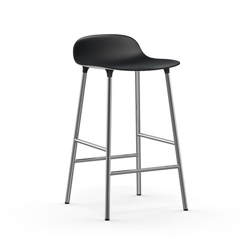 Normann Copenhagen Tabouret Form Barstool H 65 Cm Avec Pitement En Chrome (Noir - Polipropilene E Acciaio Cromato)