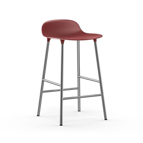 Normann Copenhagen Tabouret Form Barstool H 65 Cm Avec Pitement En Chrome (Rouge - Polipropilene E Acciaio Cromato)