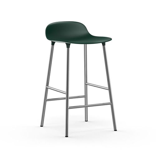 Normann Copenhagen Tabouret Form Barstool H 65 Cm Avec Pitement En Chrome (Vert - Polipropilene E Acciaio Cromato)