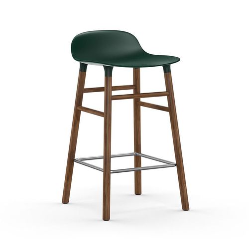 Normann Copenhagen Tabouret Form Barstool H 65 Cm Avec Pitement En Noyer (Vert - Polypropylne Et Noyer)