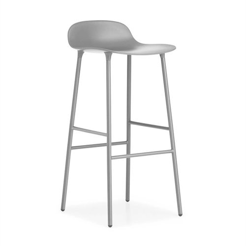 Normann Copenhagen Tabouret Form Barstool H 75 Cm Avec Pitement En Acier Verni (Gris - Polipropilene E Acciaio Verniciato)