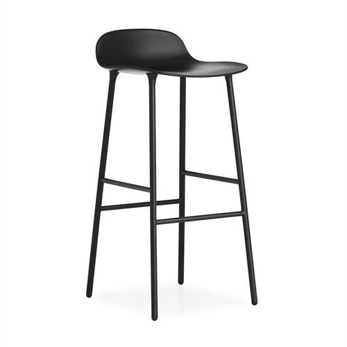 Normann Copenhagen Tabouret Form Barstool H 75 Cm Avec Pitement En Acier Verni (Noir - Polipropilene E Acciaio Verniciato)