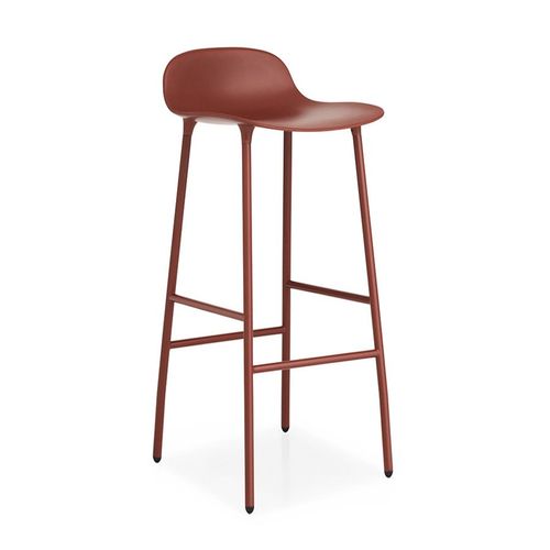 Normann Copenhagen Tabouret Form Barstool H 75 Cm Avec Pitement En Acier Verni (Rouge - Polipropilene E Acciaio Verniciato)