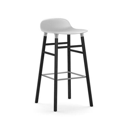 Normann Copenhagen Tabouret Form Barstool H 75 Cm Avec Pitement En Bois Noir (Blanc - Polipropilene E Legno Nero)