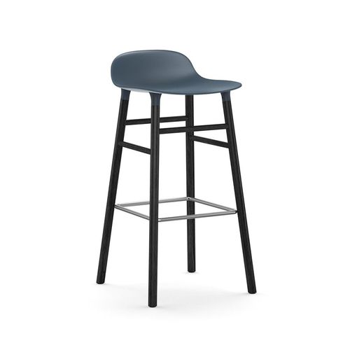 Normann Copenhagen Tabouret Form Barstool H 75 Cm Avec Pitement En Bois Noir (Bleu - Polipropilene E Legno Nero)