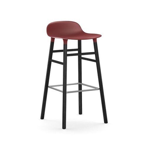 Normann Copenhagen Tabouret Form Barstool H 75 Cm Avec Pitement En Bois Noir (Rouge - Polipropilene E Legno Nero)