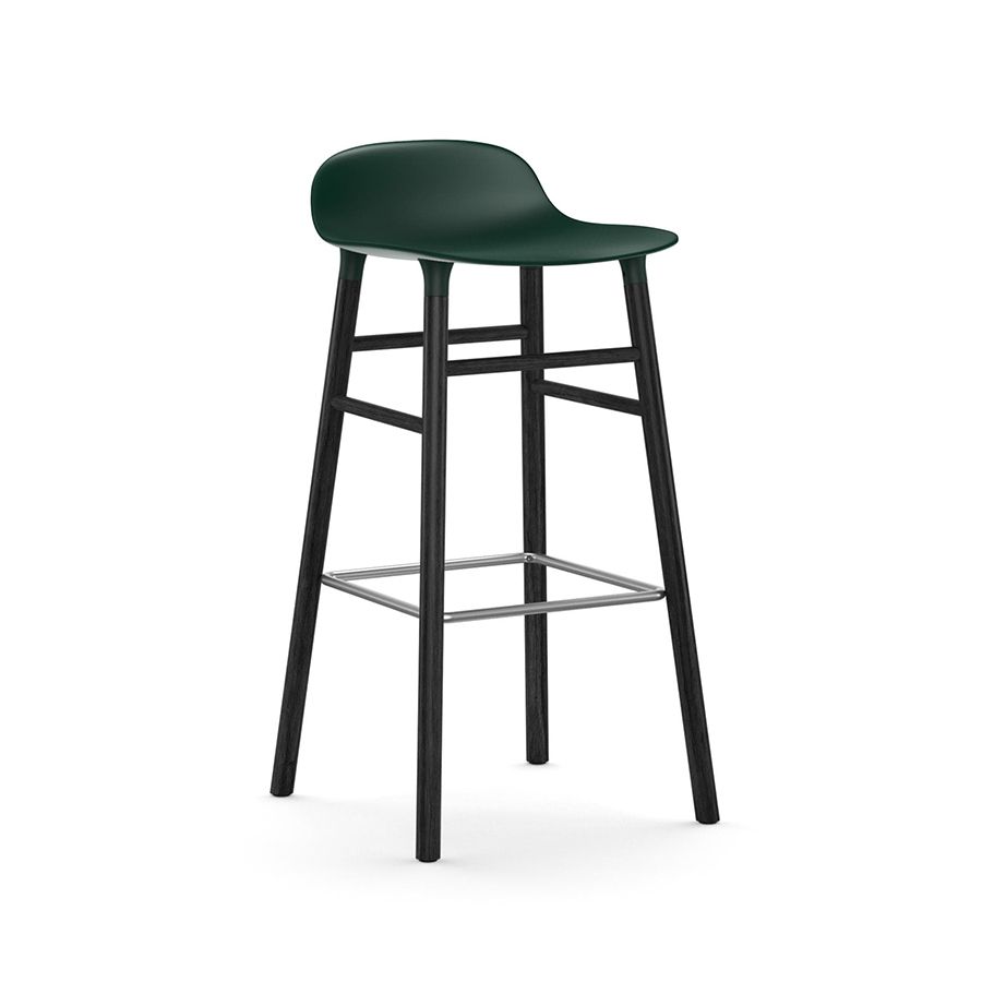 Normann Copenhagen Tabouret Form Barstool H 75 Cm Avec Pitement En Bois Noir (Vert - Polipropilene E Legno Nero)