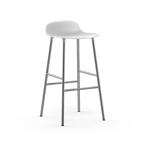 Normann Copenhagen Tabouret Form Barstool H 75 Cm Avec Pitement En Chrome (Blanc - Polipropilene E Acciaio Cromato)