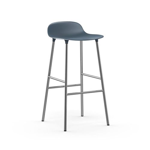 Normann Copenhagen Tabouret Form Barstool H 75 Cm Avec Pitement En Chrome (Bleu - Polipropilene E Acciaio Cromato)