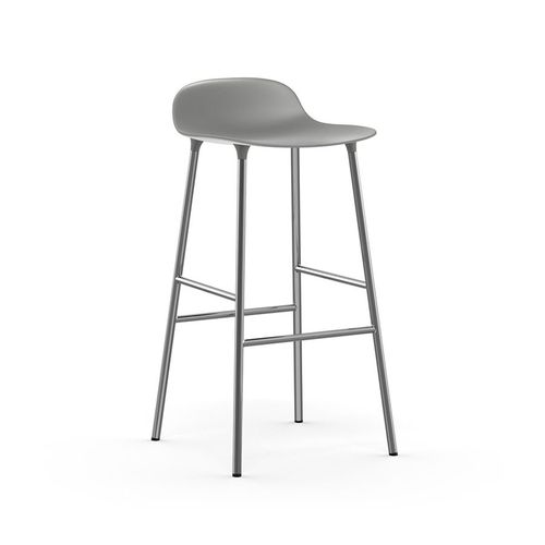 Normann Copenhagen Tabouret Form Barstool H 75 Cm Avec Pitement En Chrome (Gris - Polipropilene E Acciaio Cromato)