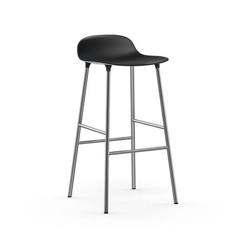 Normann Copenhagen Tabouret Form Barstool H 75 Cm Avec Pitement En Chrome (Noir - Polipropilene E Acciaio Cromato)