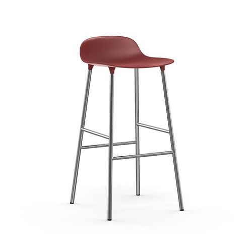 Normann Copenhagen Tabouret Form Barstool H 75 Cm Avec Pitement En Chrome (Rouge - Polipropilene E Acciaio Cromato)