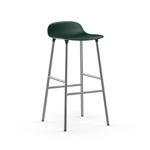 Normann Copenhagen Tabouret Form Barstool H 75 Cm Avec Pitement En Chrome (Vert - Polipropilene E Acciaio Cromato)