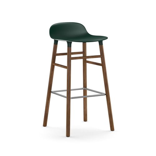 Normann Copenhagen Tabouret Form Barstool H 75 Cm Avec Pitement En Noyer (Vert - Polypropylne Et Noyer)