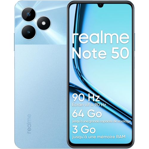 Note 50 Smartphone Android, Tlphone Mobile 4G Double Sim, Lcd 6,74 Pouces, 3Go Ram 64Go Rom, Batterie 5000 Mah, 13Mp, Ultra Fin Ses 7,99 Mm, Charge Rapide Supervooc, Bleu