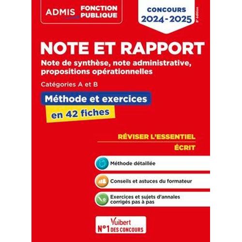 Note Et Rapport - Mthode Et Exercices - Concours De Catgories A Et B - L'essentiel En Fiches  