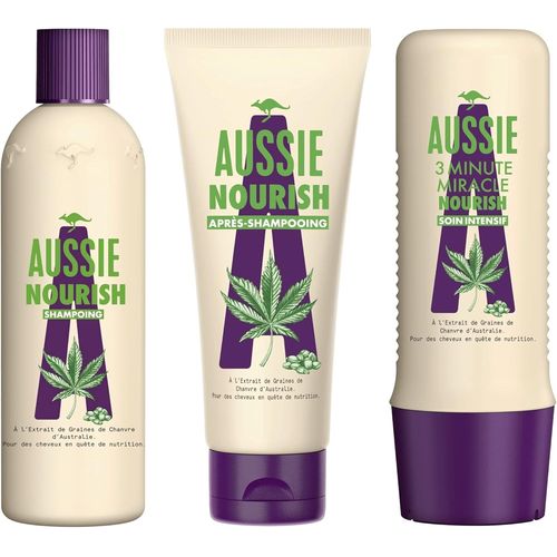 Nourish, Shampoing, Aprs-Shampoing Et Soin Intensif Nourrissant, Pour Cheveux Secs Et Abms,  L'extrait De Graines De Chanvre - Lot De 3