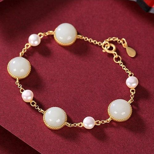 Nouveau Bracelet En Calcdoine Htian Naturelle Incruste, Style Chinois, Rtro, Unique, Or Ancien, Artisanat De Marque, Bijoux Pour Femmes