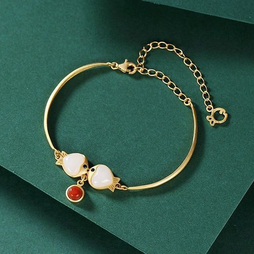 Nouveau Bracelet En Calcdoine Hetian Naturelle, Style Chinois, Rtro, Unique, Or Ancien, Artisanat De Marque, Bijoux Pour Femmes