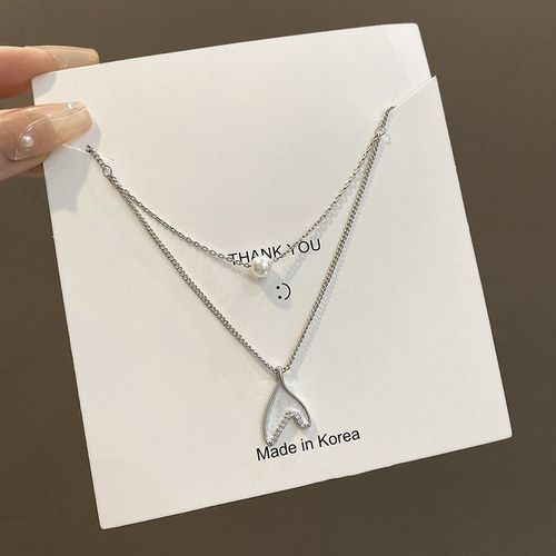 Nouveau Collier En Queue De Poisson En Nacre A Double Couche De Core Du Sud Collier De Perles De Conception De Niche De Luxe Lger Pour Femmes Chane De Clavicule Haut De Gamme-Sw-X1080 Argent