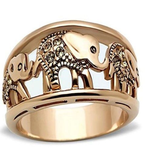 Nouveau Couple D'anneaux D'animaux De Mode De Personnalit Rtro vid Bague En Diamant D'lphant En Or Ancien - Or Ancien - N  8