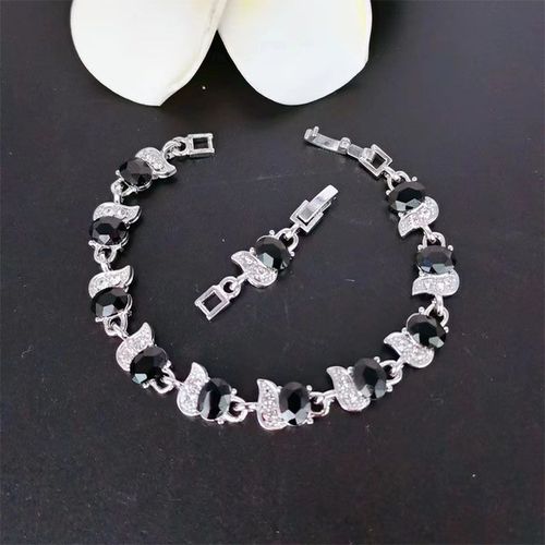 Nouveau Mnisque Incrust De Zircon Color Bracelet De Charme De Mode Bracelet Rglable - Noir