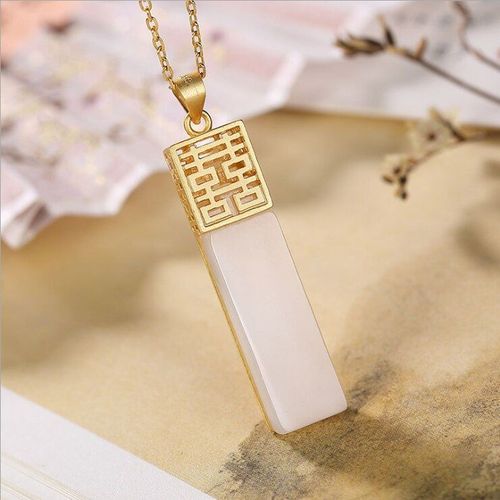 Nouveau Pendentif En Argent Naturel En Saphir Hetian Pour Femmes, Long, Carr, Artisanat, Motif Creux, Temprament Incrust, Marque De Bijoux