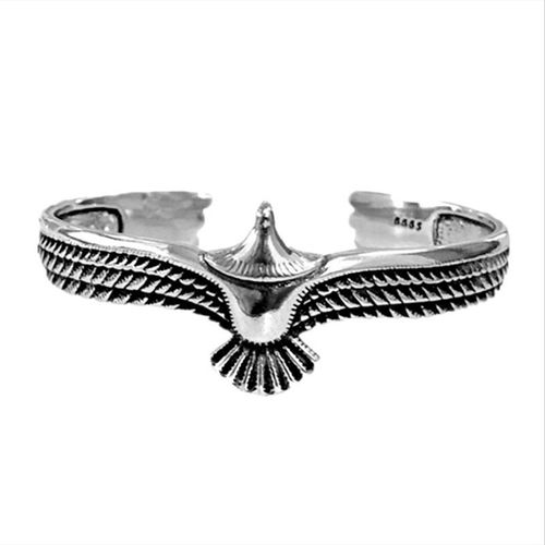 Nouveau Style Punk Personnalit Masculine Et Fminine Rtro Vieux Bracelet Ouvert Aigle Dominateur En Argent Thailandais - Ancien Blanc K