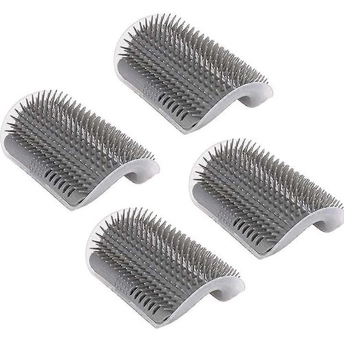 Nouveau2023 4 Count (Pack De 1) Accessoires De Toilettage De Chat Brosse Self Groomer Avec Herbe  Chat, Massage Mural Coin Peigne Dpilation Scratching Perte De Fourrure (