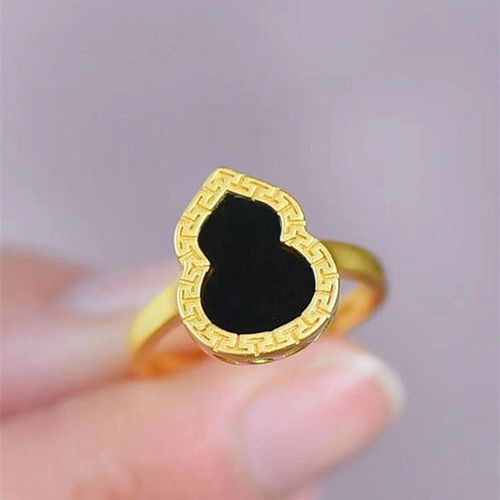 Nouvelle Bague Ajustable En Argent Incrust Hetian Noir Jade Gourde Niche Artisanat Chinois Rtro Neutre Modles Hommes Et Femmes Ouvert