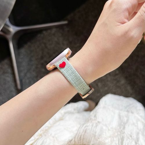 Nouvelle Toile Petite Taille Mignonne Niche Adapte Au Bracelet Apple Watch Applewatch456iwatch789-Toile Fine En Forme De C?ur - Vert Clair - 38 Mm/40 Mm/41 Mm