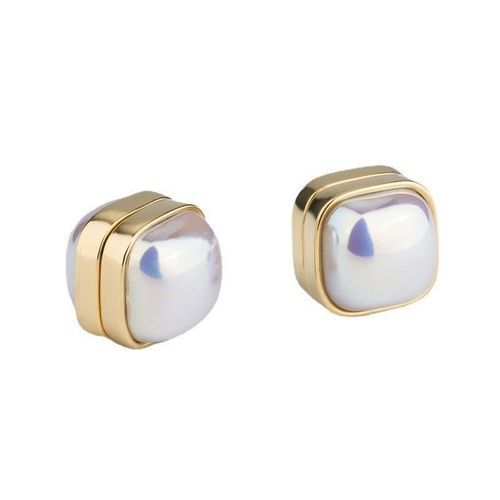 Nouvelles Boucles D'oreilles Magntiques En Perles D'amour Sans Piercing Bijoux En Perles De Clip D'oreille En Pierre Absorbant Le Fer - Une Paire De Boucles D'oreilles En Perles Carres
