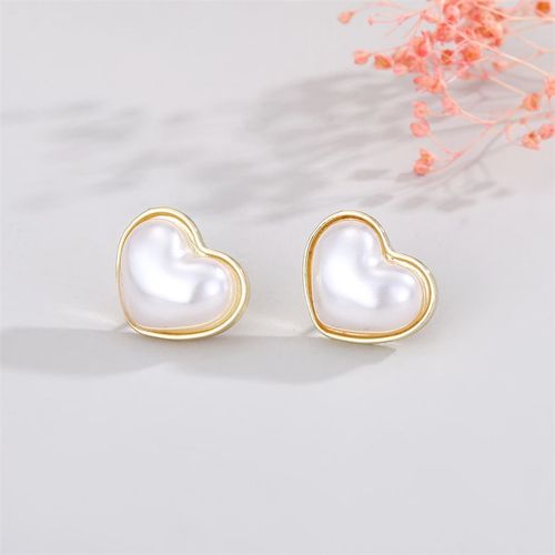 Nouvelles Boucles D'oreilles Magntiques En Perles D'amour Sans Piercing Pince A Oreille En Pierre Absorbant Le Fer Bijoux En Perles-Une Paire De Boucles D'oreilles En Perles En Forme De Cour