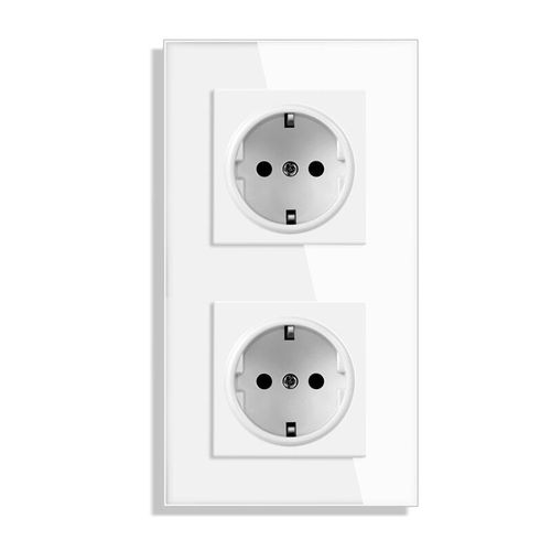 Novski-Prise De Courant Standard Europen,Panneau En Verre Cristal,Prise De Courant,Blanc,Gris,Noir,Sortie De Groupe 2,3,4/5,16a - Type 2 White Socket #A
