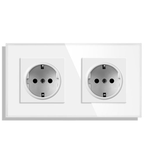 Novski-Prise De Courant Standard Europen,Panneau En Verre Cristal,Prise De Courant,Blanc,Gris,Noir,Sortie De Groupe 2,3,4/5,16a - Type 2 White Socket #B