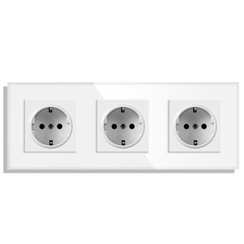 Novski-Prise De Courant Standard Europen,Panneau En Verre Cristal,Prise De Courant,Blanc,Gris,Noir,Sortie De Groupe 2,3,4/5,16a - Type 3 White Socket #B