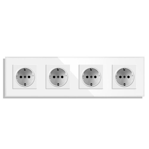 Novski-Prise De Courant Standard Europen,Panneau En Verre Cristal,Prise De Courant,Blanc,Gris,Noir,Sortie De Groupe 2,3,4/5,16a - Type 4 White Socket #B