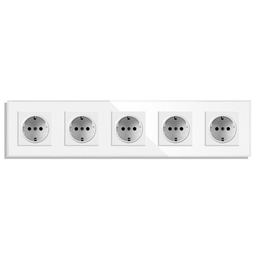 Novski-Prise De Courant Standard Europen,Panneau En Verre Cristal,Prise De Courant,Blanc,Gris,Noir,Sortie De Groupe 2,3,4/5,16a - Type 5 White Socket #B