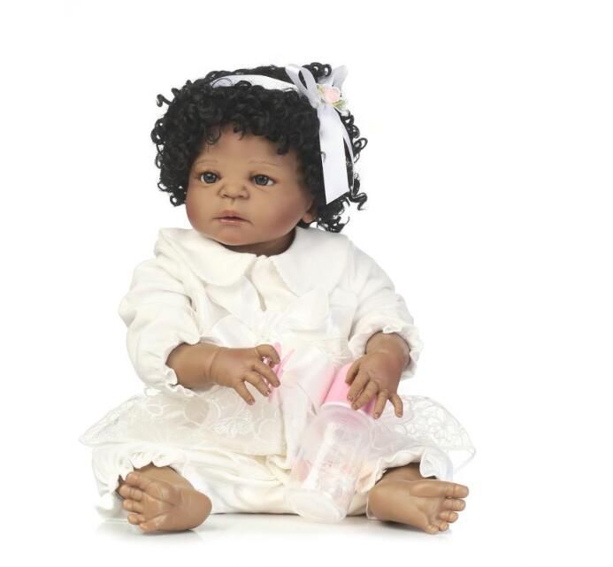 Npk Nouveau Design 22 Pouces Noir Peau Bebe Reborn Poupees Vivant Plein Silicone Reborn Fille Avec Boucles Cheveux Chaude Cadeau De Noel Comme Enfant Cadeau Rakuten