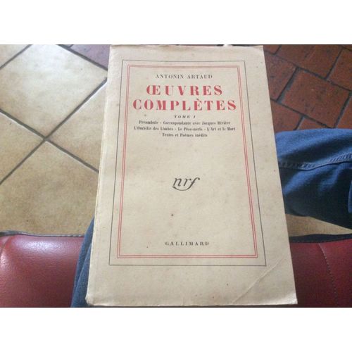 Nrf Gallimard /// Antonin Artaud Oeuvres Compltes Tome 1 Gallimard Nrf 1956 |   de artaud antonin  Format Broch 
