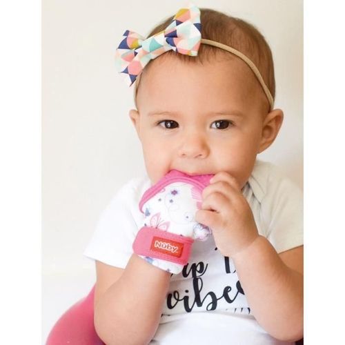 Nuby Gant De Dentition Happy Hands - Rose - 3 Mois +