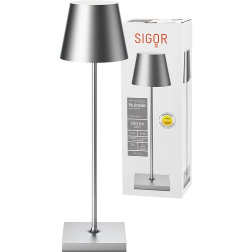 Nuindie - Lampe De Table Avec Batterie  Led Variable Pour Lintrieur Et Lextrieur, Hauteur 38 Cm, Rechargeable Par Easy-Connect, 24 H De Dure De Luminosit, Aluminium Blanc[L1450]