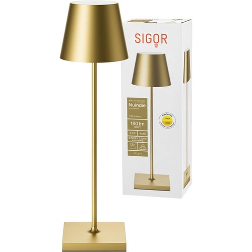 Nuindie - Lampe De Table Avec Batterie  Led Variable Pour LIntrieur Et LExtrieur, Hauteur 38 Cm, Rechargeable Par Easy-Connect, 24 H De Dure De Luminosit, Or Nacr