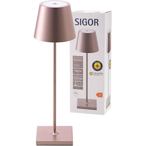 Nuindie - Lampe De Table Avec Batterie  Led Variable Pour Lintrieur Et Lextrieur, Hauteur 38 Cm, Rechargeable Par Easy-Connect, 24 H De Dure De Luminosit, Or Rose[L1529]
