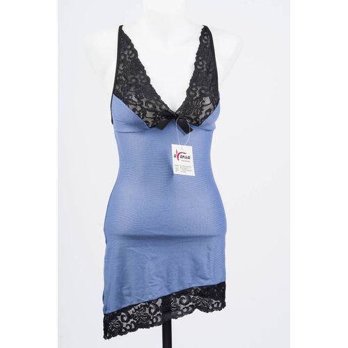 Nuisette Et String Bleue Et Noire Avanua Cora Taille S/M Neuf