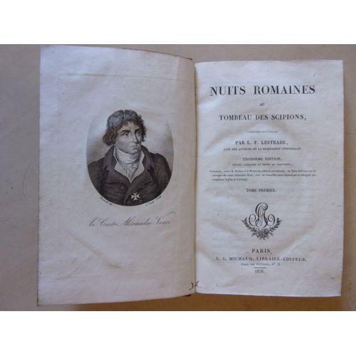 Nuits Romaines Au Tombeau Des Scipions - 3e dition, Revue, Corrige Et Orne De Gravures - Tome 1 Seul   de traduites de l'italien par L.-F. Lestrade - contenant, outre la prface et la notice des ditions prcdentes, un Essai littraire sur les ouvrages du comte Alexandre Verri  Format Reli 