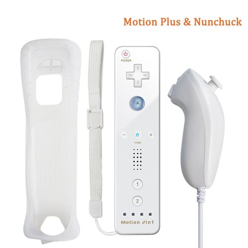 Nunchuck Blanc - Tlcommande Intgre Motion Plus Pour Nintendo Wii Contrleur Wii Tlcommande Nunchuck Wii Motion Plus Contrleur Manette De Jeu Sans Fil